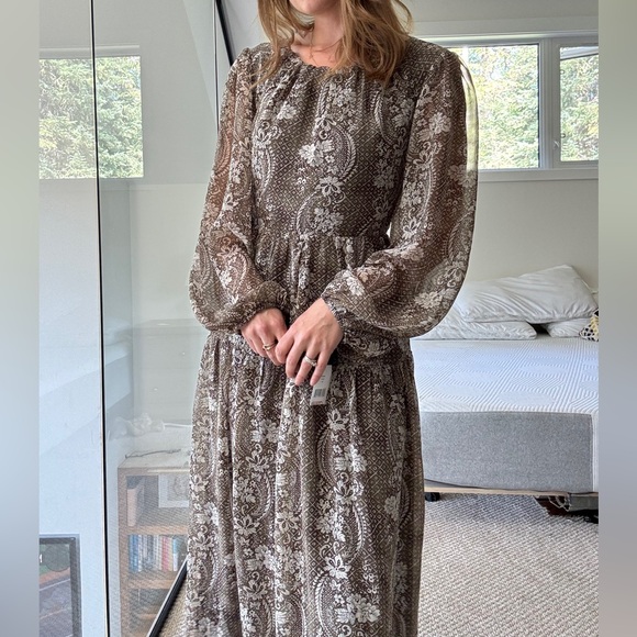 Anthro En Saison xs-s NWT Paisley Long Sleeve Maxi Dress - Picture 7 of 15